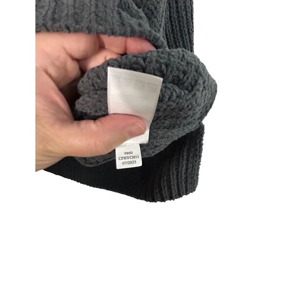 Y2K Black Waffle Knit Slouchy Sweater L Grunge Cozy 90s Fall‎ Layer - Picture 4 of 5